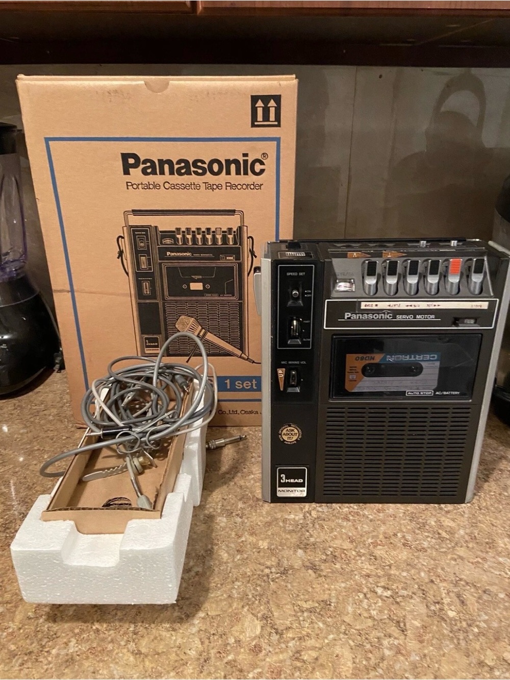 Vintage Panasonic 3-Head Portable Cassette Tape Recorder RQ-324S W/ Original Box